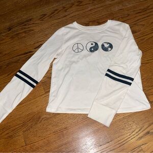 Kids White Long Sleeve Shirt with Black Stripes